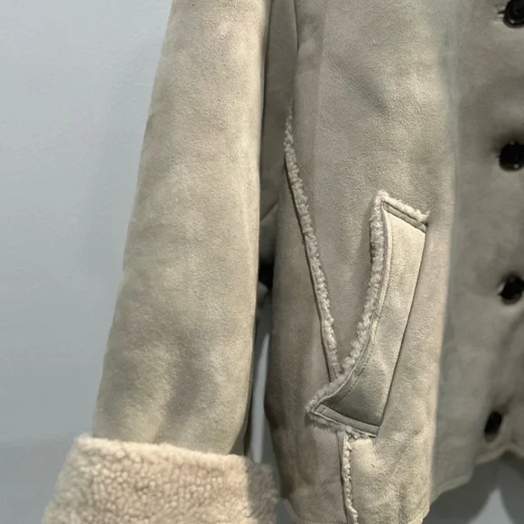 J. Crew Collection Shearling Jacket in Cream Ivory Cropped Fit NEW Sz. XL $1250